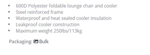 B302 - Lounge Chair cooler $42.15 ( price includes a 1 color print ) minimum 12