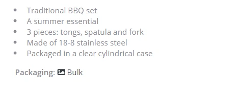 L100 - Basics BBQ Set 3 pc $21.18 ( price includes laser print) minimum 25