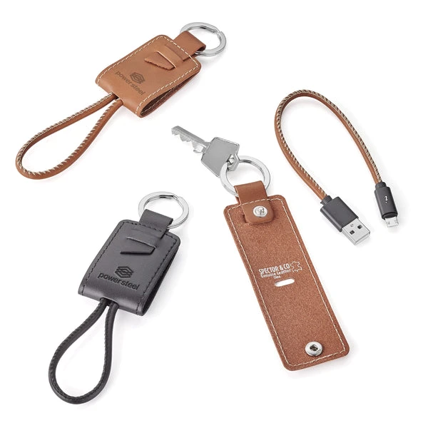 T997 - Nathan Genuine Leather key ring/charging kit $16.90 ( price includes a debossed logo) minimum 35