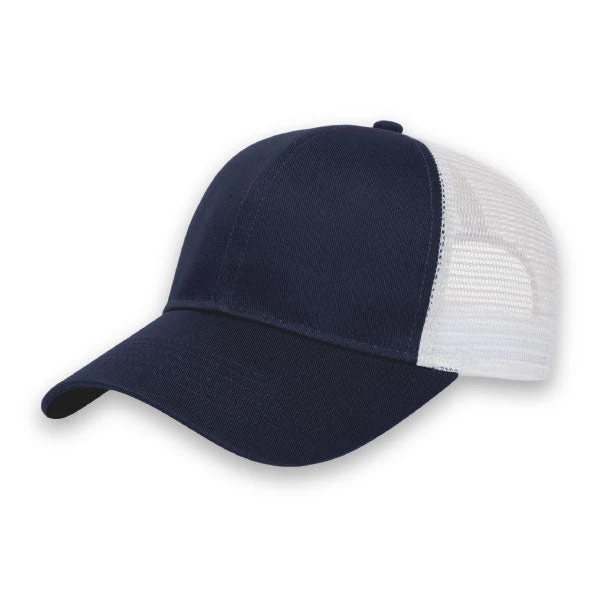 i3025 - Cap America value series mesh trucker cap 12.35 - promotional products headwear and hats - ( price includes 10,000 stitch embroidered logo) minimum 48