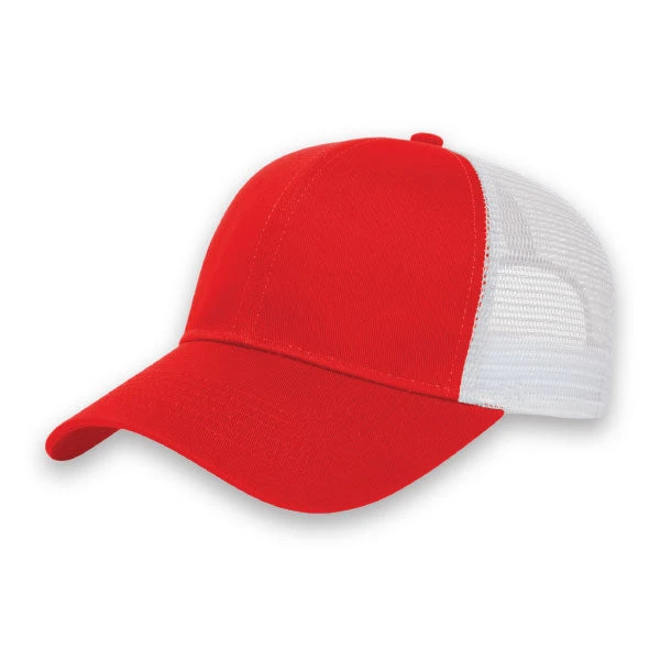 i3025 - Cap America value series mesh trucker cap 12.35 - promotional products headwear and hats - ( price includes 10,000 stitch embroidered logo) minimum 48